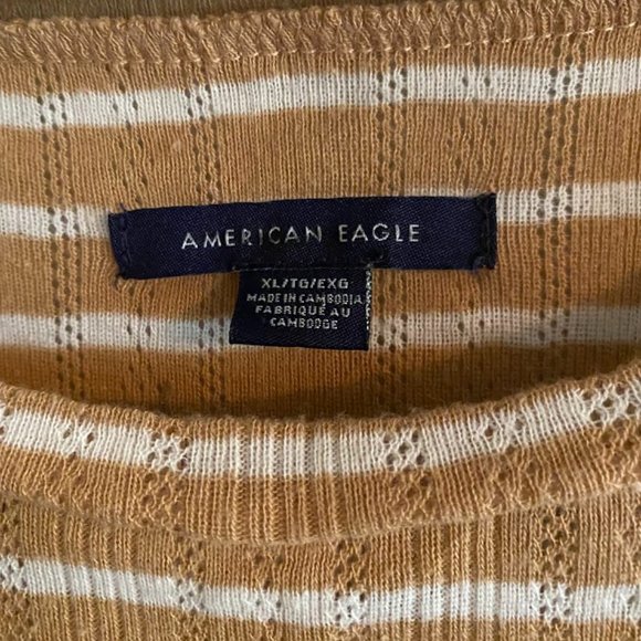 American Eagle Knit Beige and Cream Long Sleeve Top Size Extra Large - Picture 2 of 4